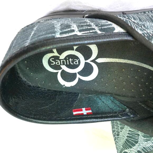 Sanita The Original Danish Clog Black/ White Webbed Stitching Womens Size 6.5 - Picture 4 of 8